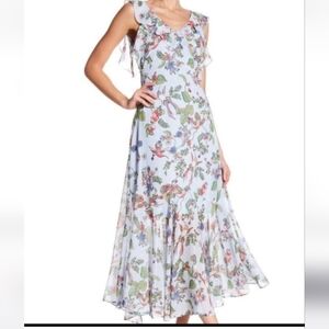 NWT Nanette Lepore Light Blue Floral Print With Hummingbirds   Size 10